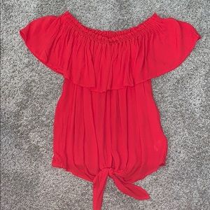 NWOT Off the Shoulder Red Top with Bottom Tie